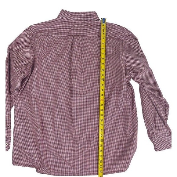 ROWM Red Dot Gingham Check LS Button Down Shirt Office Western Career XLT - Picture 9 of 11